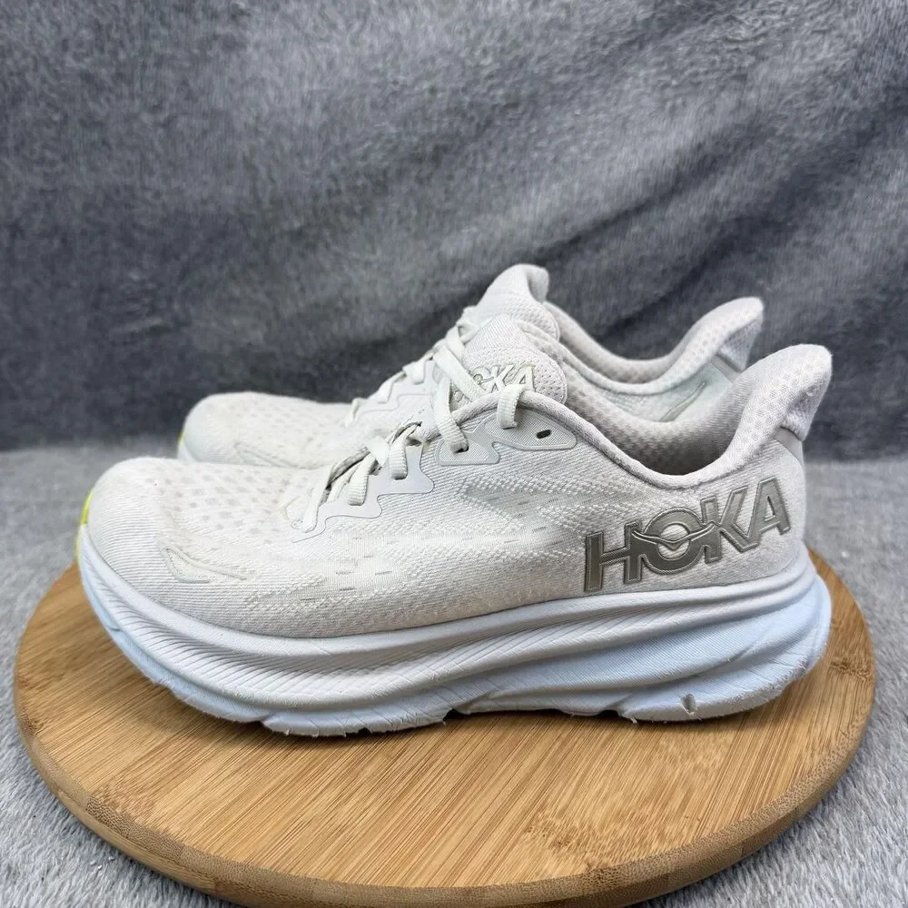 Hoka One One Clifton 9 Shoes Womens Size 7.5 White Running Sneakers 1127896 NCIW